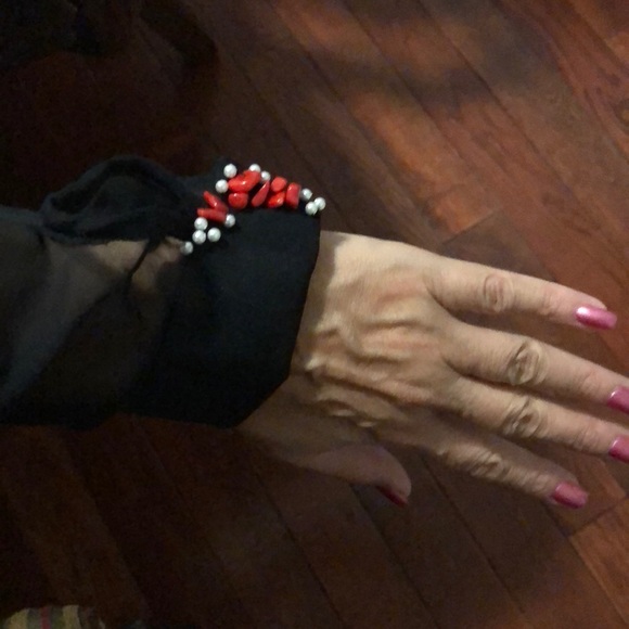 Georgina Brandolini cashmere sheer sleeve top S/M - Picture 8 of 8